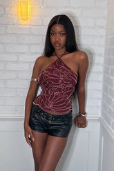 Embroidered Bead & Sequin Halter Top