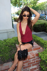 Denise Asymmetric Chiffon Cowl Neck Top