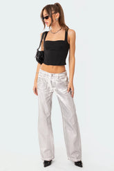 Jolene Metallic Low Rise Wide Leg Jeans
