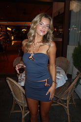 Ninah Abstract Ruched Strapless Top