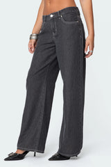 Pinstripe Low Rise Baggy Jeans