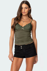 Kathryn Gathered Lacey Tank Top
