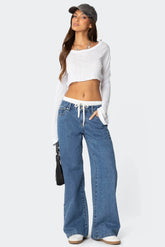 Boxer Detail Low Rise Baggy Jeans