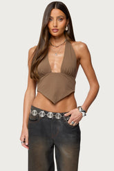 Open Back Triangle Halter Top