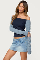 Rion Contrast Striped Off Shoulder Top