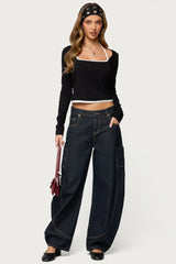 Ksenia Contrast Layered Square Neck Top