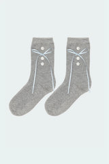 Ribbon & Flower Button Socks
