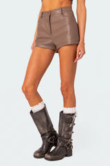 Martine High Rise Faux Leather Shorts