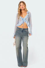 Ryleigh Ruffled Tie Front Cardigan