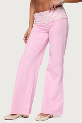 Meshey Striped Fold Over Pants