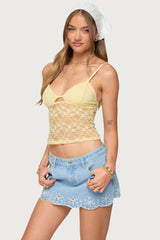 Sheer Lace Cut Out Tank Top