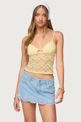 Sheer Lace Cut Out Tank Top