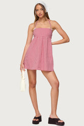 Rina Gingham Halter Mini Dress