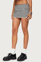 Rylan Striped Fold Over Mini Skort