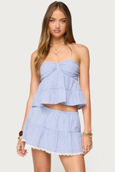 Dora Striped Linen Look Babydoll Top