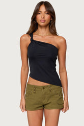Knotted One Shoulder Asymmetric Top