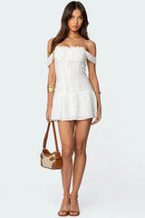 Jill Eyelet Drop Waist Mini Dress