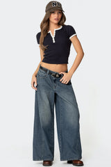 Hilla Side Split Low Rise Baggy Jeans