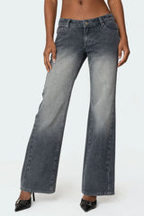Alysse Washed Low Rise Bootcut Jeans