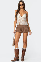 Sheer Crochet Babydoll Halter Top