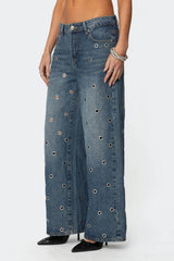 Jainie Grommet Low Rise Baggy Jeans