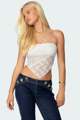 Sheer Lace Handkerchief Top