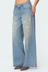 Paint Splatter Low Rise Baggy Jeans