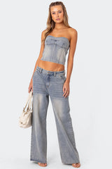 Myla Washed Denim Corset