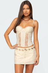 Avena Linen Look Lacey Corset