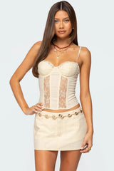 Avena Linen Look Lacey Corset