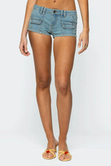 Cargo Pockets Denim Micro Shorts