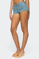 Cargo Pockets Denim Micro Shorts