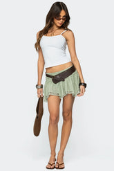 Asymmetric Layered Lace Mesh Mini Skort