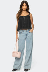 Ruffle Mesh Babydoll Tank Top