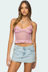 Quince Backless Embroidered Crochet Top