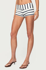 Lorenza Striped Fold Over Shorts