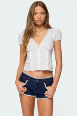 Antonella Cotton Button Up Top