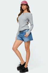 Helaine Waffle Henley T Shirt