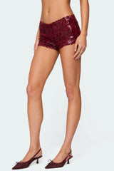 Clove Low Rise Sequin Micro Shorts