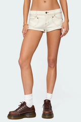 Hearts Low Rise Micro Denim Shorts