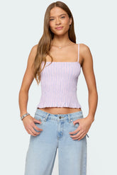 Leela Scrunch Striped Tank Top