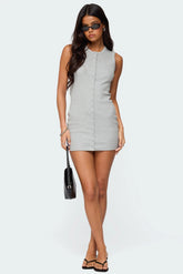 Rey Button Up Ribbed Mini Dress