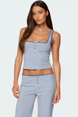 Monti Striped Henley Tank Top