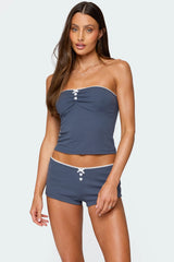 Isela Contrast Pointelle Tube Top