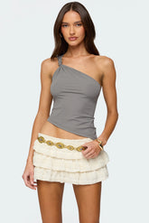 Knotted One Shoulder Asymmetric Top