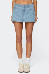 Eyelet Bows Denim Mini Skirt