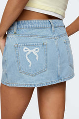 Eyelet Bows Denim Mini Skirt