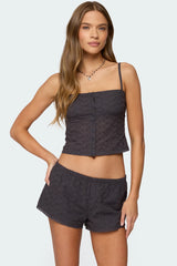 Shaya Button Up Eyelet Tank Top