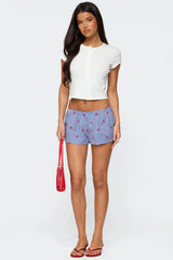 Cherry Embroidered Gingham Boxer Shorts