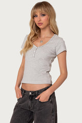 Kady Striped Henley T Shirt